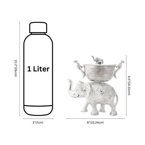 Handcrafted German Silver Elephant Bowl with Lid - Traditional Indian Dry Fruit Bowl for Home Decor & Gifting